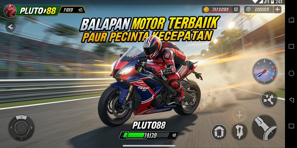 Tampilan gameplay PLUTO88 yang seru dan mendebarkan saat balapan.