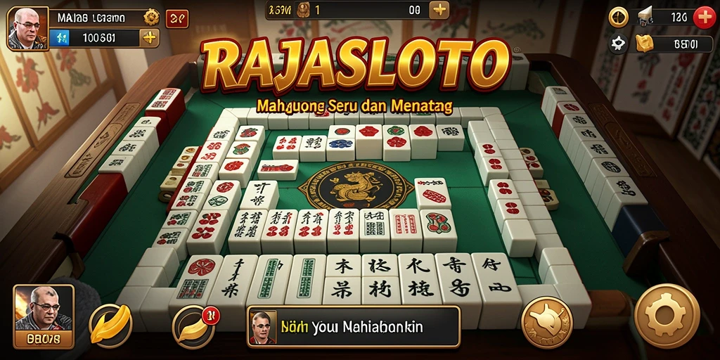 Tampilan gameplay RAJASLOTO yang menakjubkan dengan ubin Mahjong.
