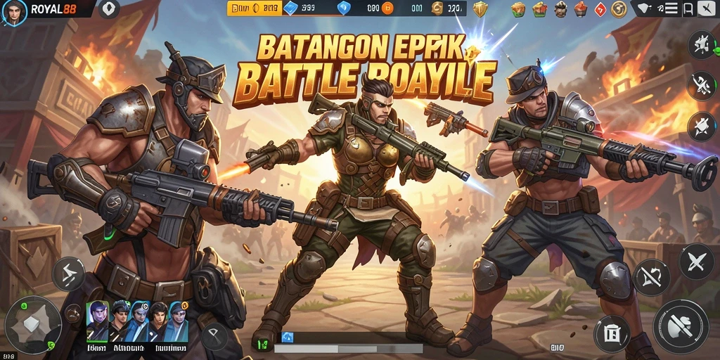 Tampilan seru dari gameplay ROYAL88 yang menegangkan di arena Battle Royale.