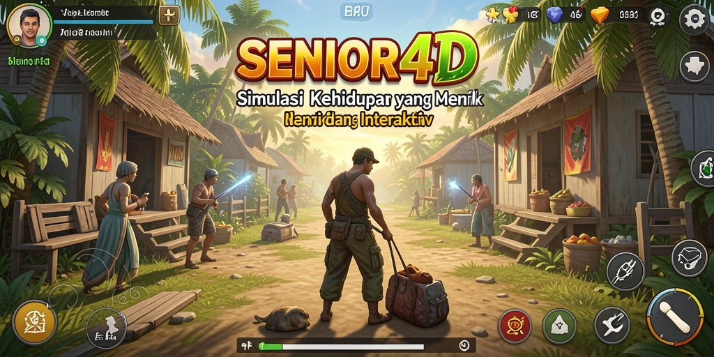Screenshot gameplay <strong>SENIOR4D</strong> menunjukkan kehidupan virtual yang kaya dan detail.