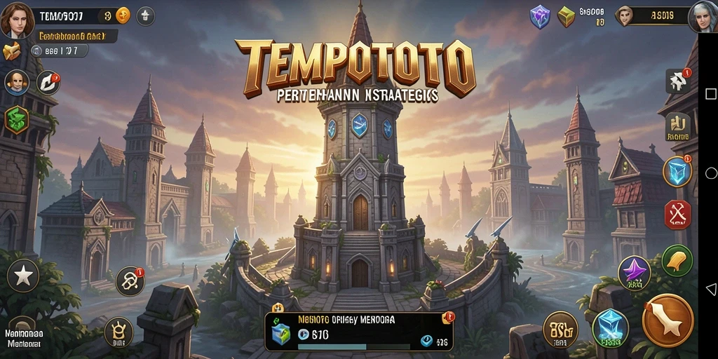 Screenshot gameplay TEMPOTOTO menampilkan pertahanan menara yang mendebarkan.