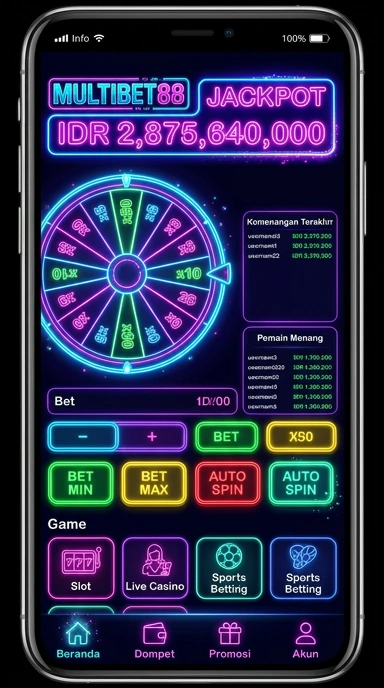 Tampilan utama aplikasi multibet88 yang menarik dan informatif.